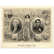 Abraham Lincoln and George Washington. Columbia's noblest sons engraving
