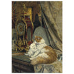 A Mother Cat and her Kitten with a Bracket Clock by Henriette Ronner Knip