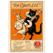 Rabbit and black cat playing banjos together as the cover illustration for The Black Cat Poster reproduction