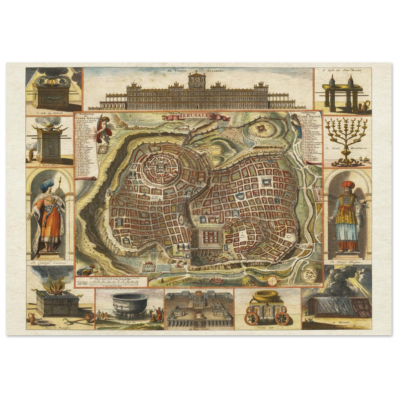 Jerusalem ancient map XVII Century by Daniel Stoopendael.