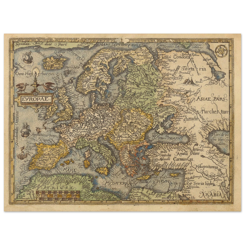 Old map poster of Europe Itinerarium orbis christiani by Michael Freiherr von Aitzing