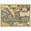 Ancient map of Europe and Asia tracing the sea route to Troy across the Mediterranean sea by Abraham Ortelius