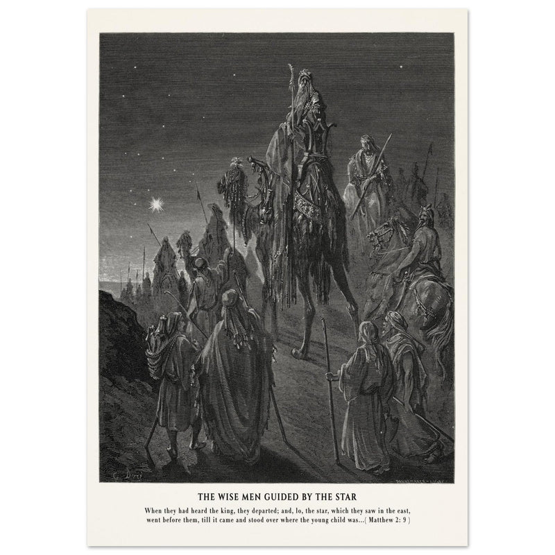 Gustave Dore The Bible engraving print . The Wise men guided by the star illustration.