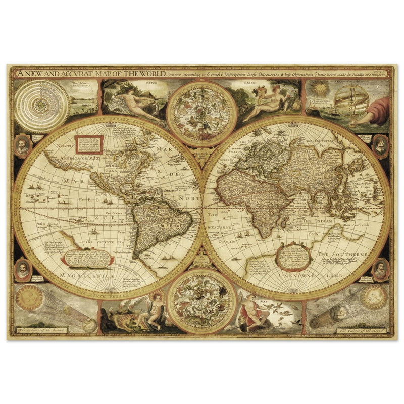 Ancient old world map of the XVII century by John Speed.