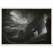 John Martin Paradise Lost vintage mezzoting engraving . Adam and Eve Driven Out of Paradise.