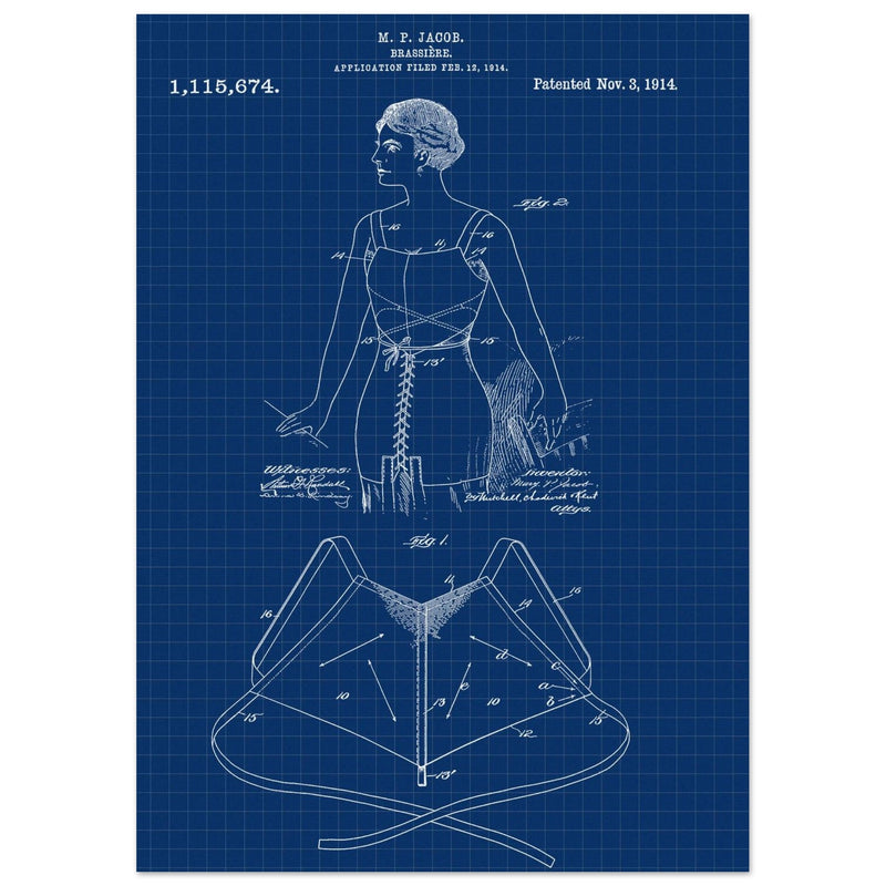 Brassiere patent drawing by M P Jacob.