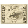 Birds in Europe illustrated vintage old map by Alexander Keith Johnston