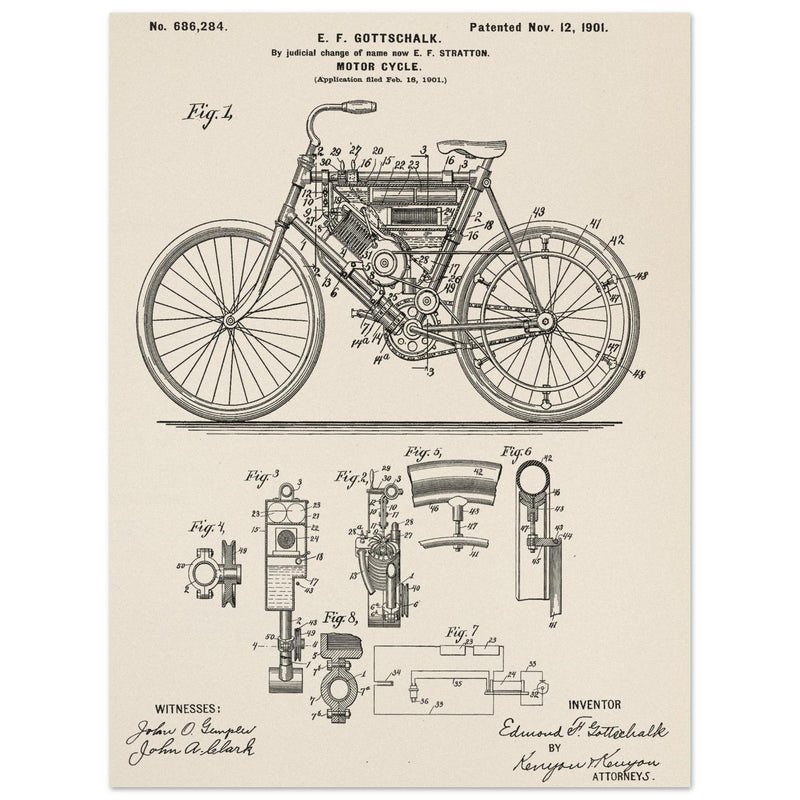 Motorcycle old patent 686284 by Gottschalk