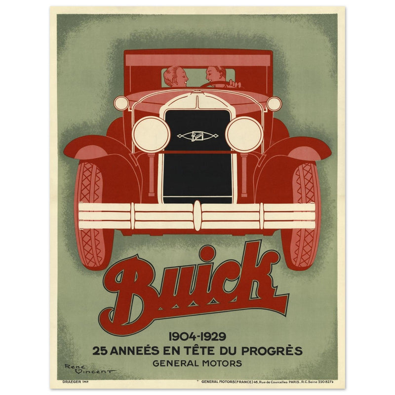 Buick 1904 - 1929 25 années en tete du progres vintage poster by Vincent René.