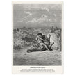 Gustave Dore The Bible engraving print . Samson slaying a lion illustration .