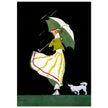 Ethel M Plummer illustration for vintage fashion magazine cover. Woman with umbrella and her dog.