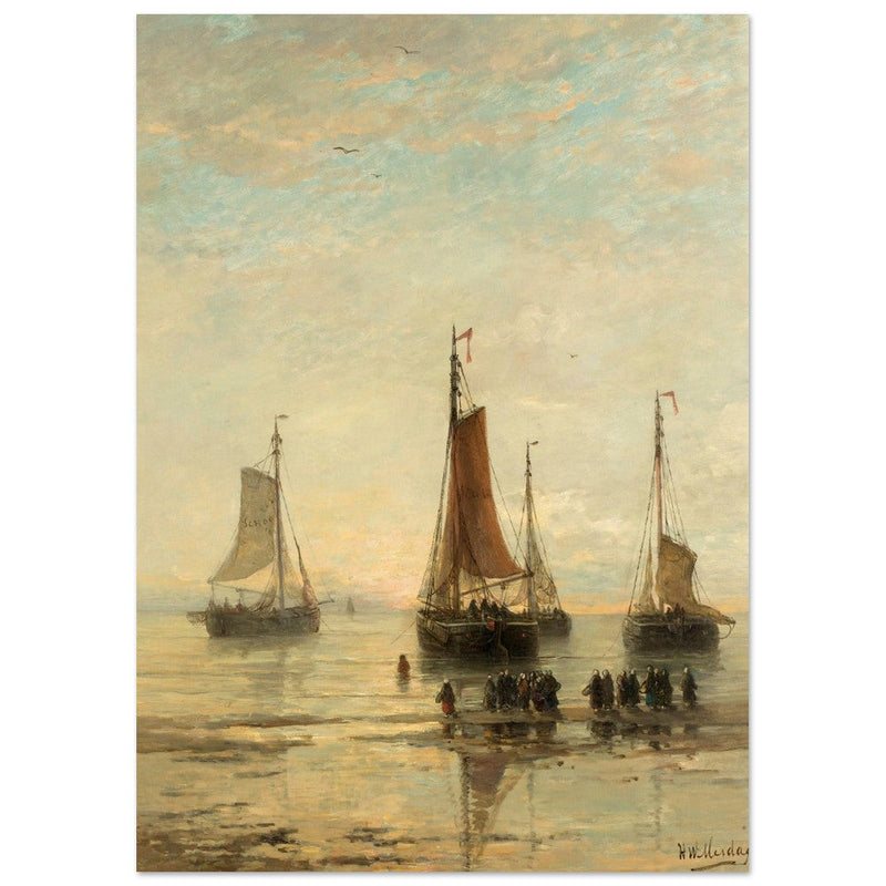 Hendrik Willem Mesdag Bluff-Bowed Scheveningen Boats at Anchor.