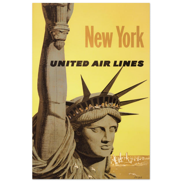 New York United Air Lines vintage travel poster .
