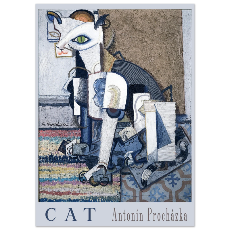 Cat painting cubism style poster reproduction Creator: Antonín Procházka 1921