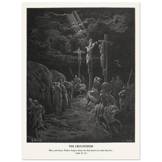 Gustave Dore The Bible engraving print . The Crucifixion illustration .