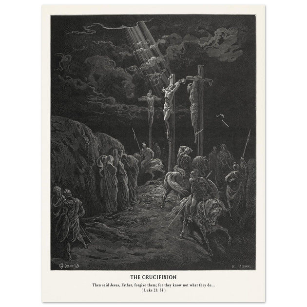Gustave Dore The Bible engraving print . The Crucifixion illustration .