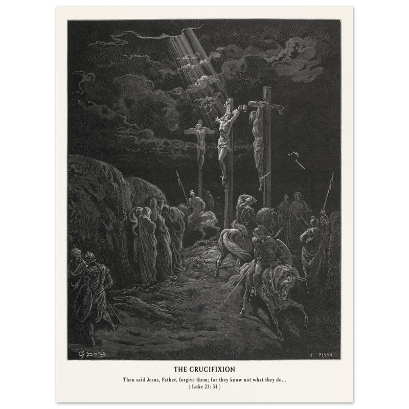 Gustave Dore The Bible engraving print . The Crucifixion illustration .