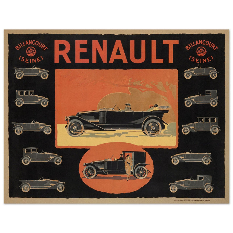 Renault Billancourt vintage poster 1920 Seine models .