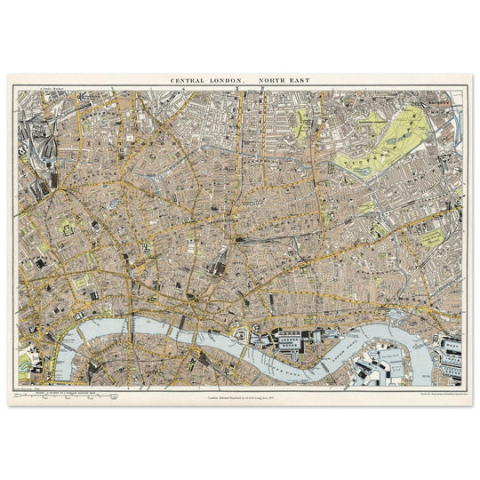London city vintage map 1904.