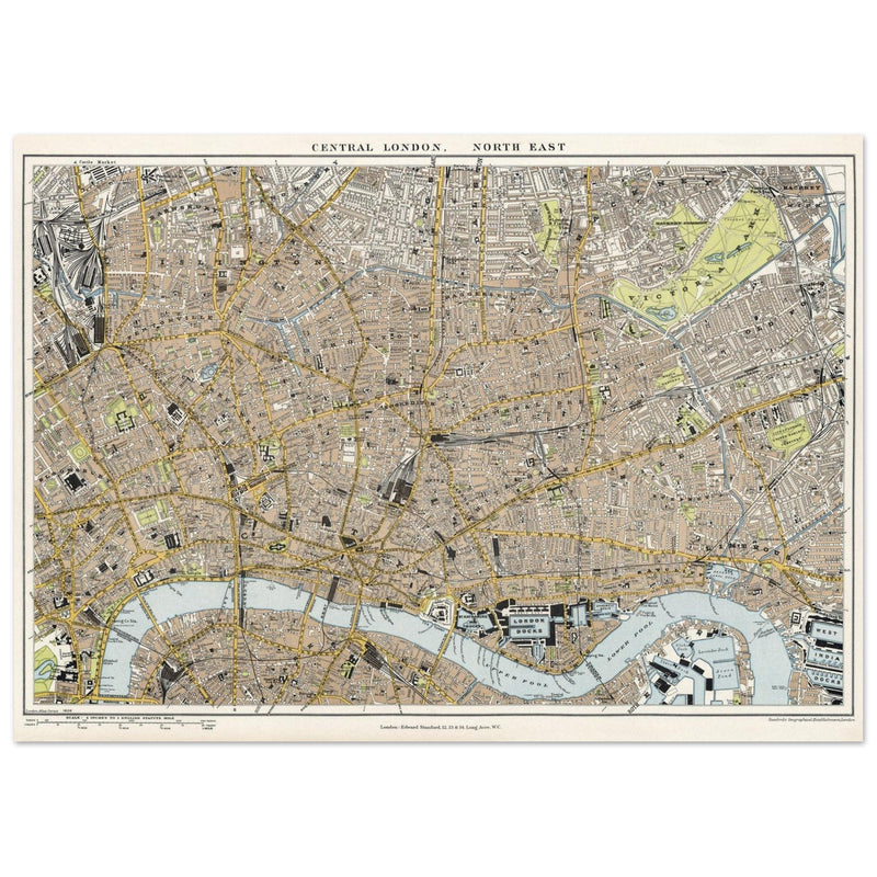 London city vintage map 1904.