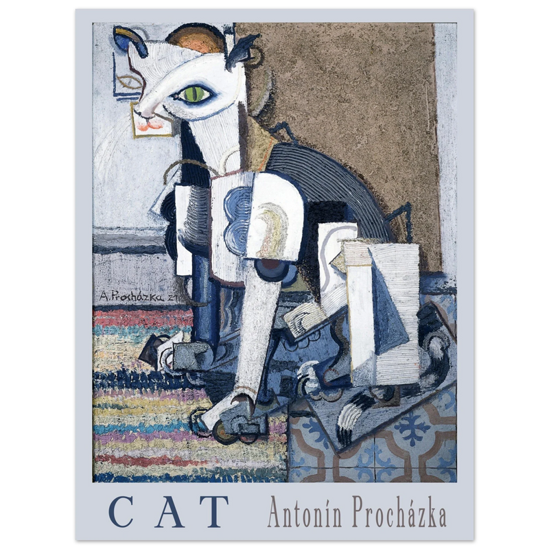 Cat painting cubism style poster reproduction Creator: Antonín Procházka 1921