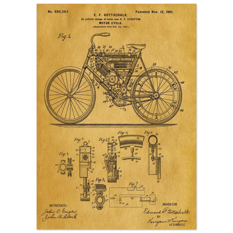 Motorcycle old patent 686284 by Gottschalk