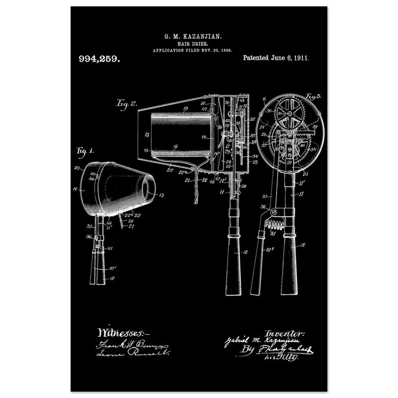 Hair Drier patent drawing by G M Kazanjian