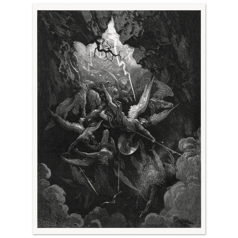 Gustave Dore Paradise Lost engraving . Satan and his fallen angels