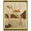 Edmund Dulac and one of his illustration for Princess Badoura fairy tale. Prince Camaralzaman and the Birds.
