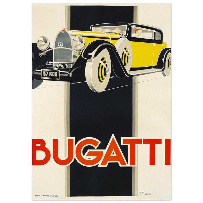 Bugatti vintage car advertising print  by René Vincent.
