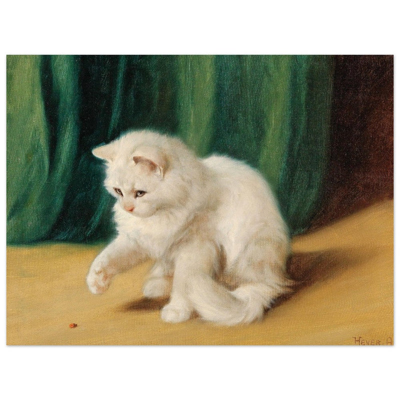 Cat with Ladybird old painting by Arthur Heyer.