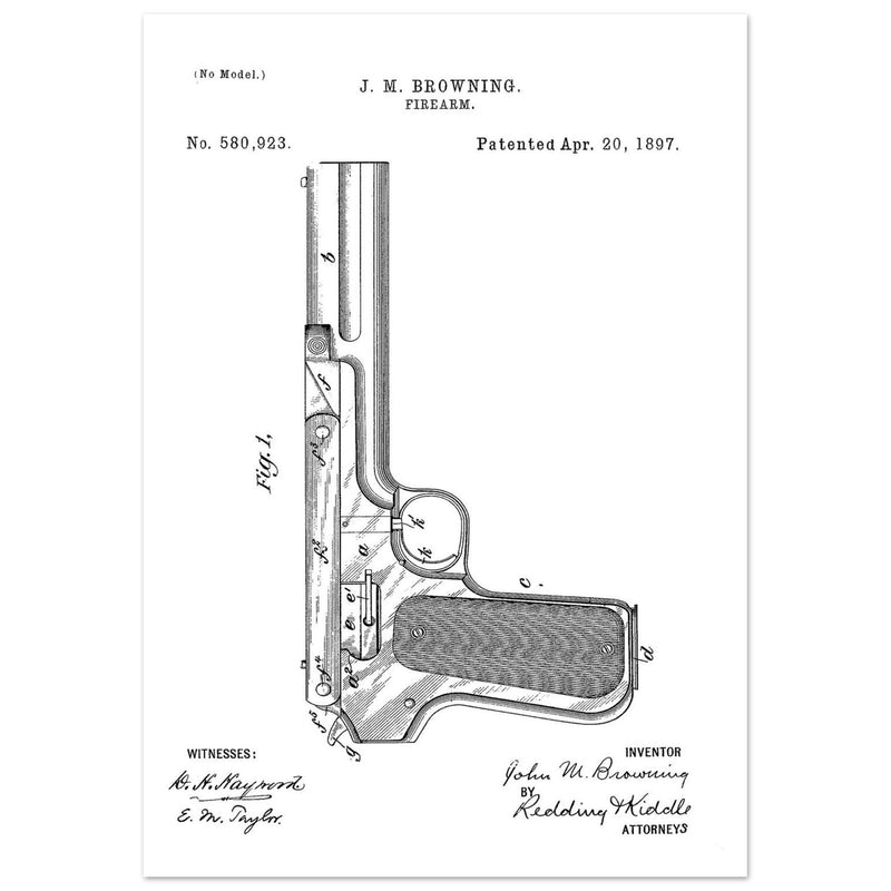 Firearm mechanism patent by John M. Browning.