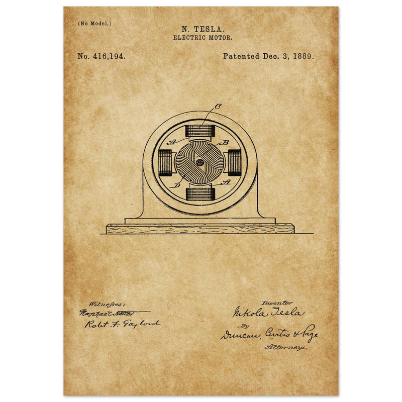 Electric Motor  patent 416194 by Nikola Tesla.