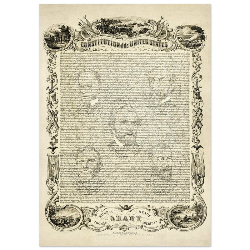 The Constitution of the United States of America vintage poster of 1865.