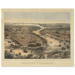 New York City aerial view. 1852 Vintage antique map reproduction.