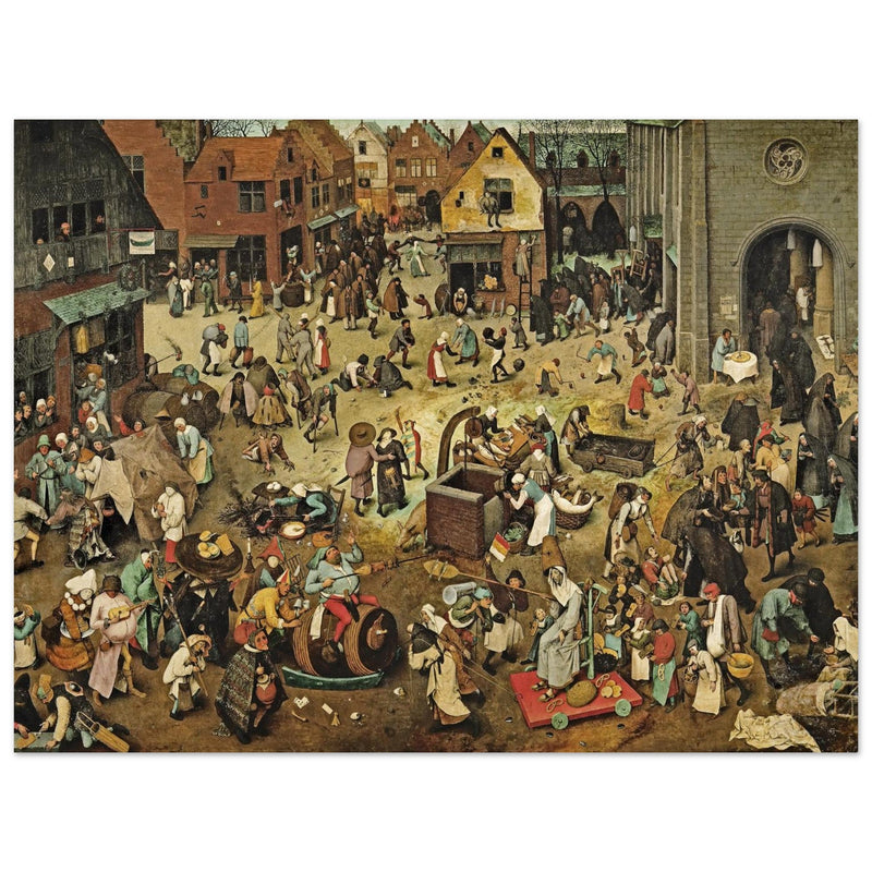 The Fight Between Carnival and Lent old painting by  Pieter Brueghel the Elder.
