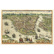 Istanbul ancient map. Byzantium Nunc Constantinopolis by Georg Braun