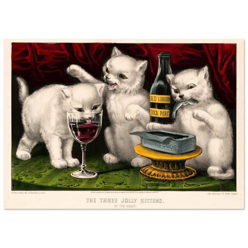 The three jolly kittens  at the feast Author Currier & Ives 1871
