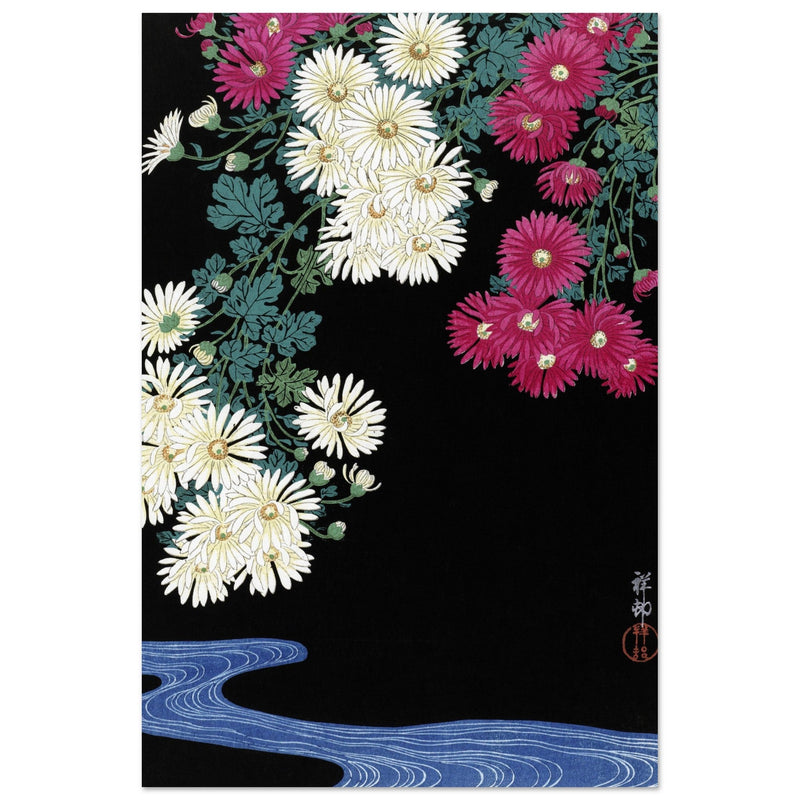 Chrysanthemums and Running Water by Ohara Koson,