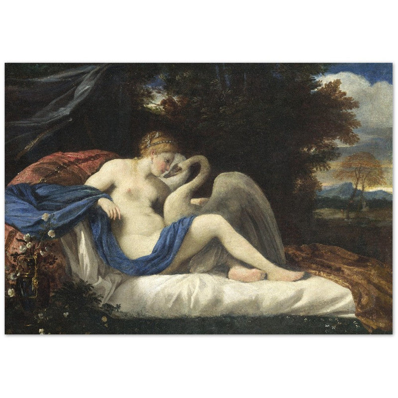 Leda and the Swan by Pier Francesco Mola.  of antique painting. Greek mythology