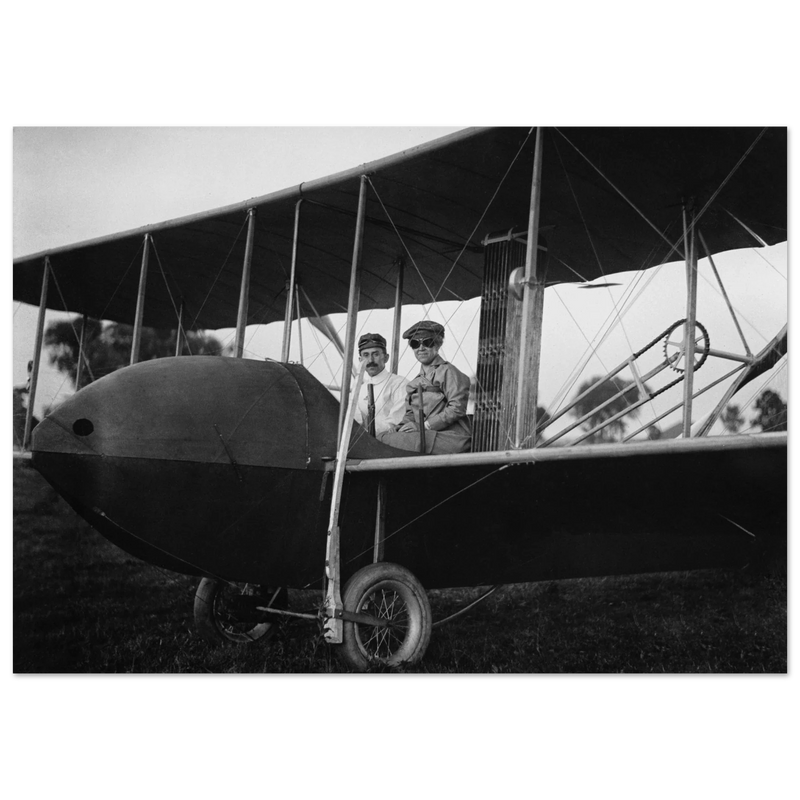 Katharine Wright aboard the Wright Model HS vintage aircraft
