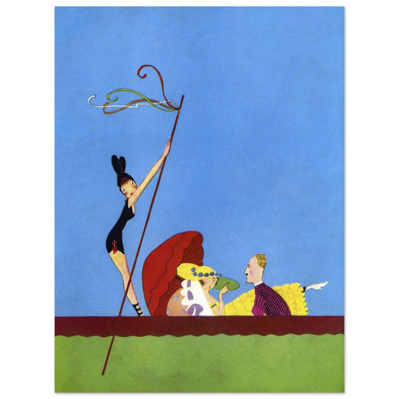 John Held Junior vintage illustration for fashion magazine cover.