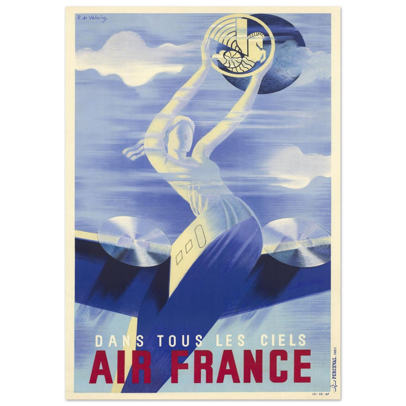 Air France vintage historic advertising poster.