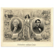 Abraham Lincoln and George Washington. Columbia's noblest sons engraving