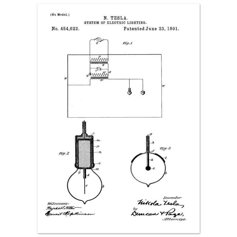 Electric Lighting patent  by Nikola Tesla.