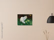 White Cat and Butterflies old painting by Arthur Heyer .