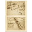 Leonardo da Vinci Atlantic Codex (Codex Atlanticus) Giant crossbow drawing reproduction.