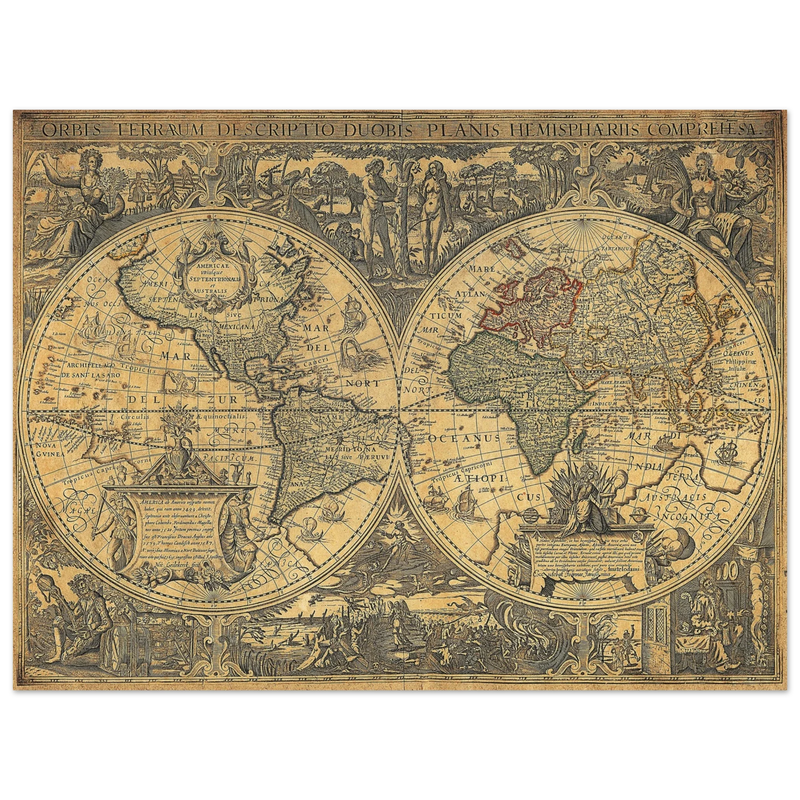 Orbis terrarum typus de integro multis in locis emendatus by cartographer Petrus Plancius World map