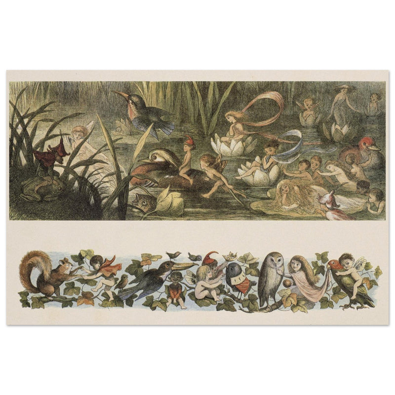 Richard Doyle for Fairyland book. Wood elves at play and Fairy's Child Play illustrations.