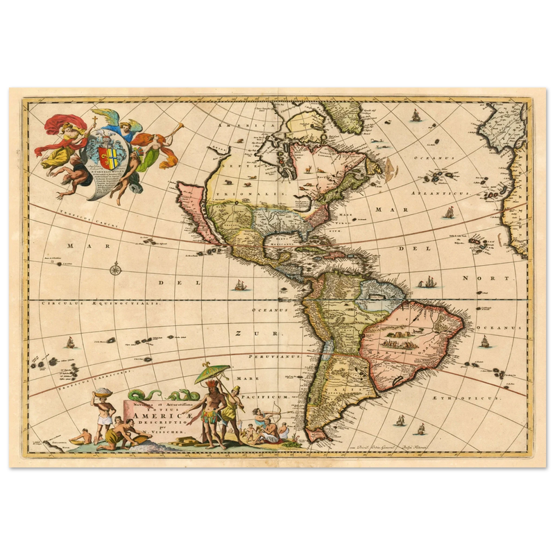 Ancient map print of America by Visher.